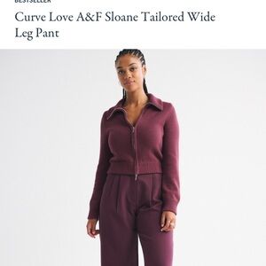 Abercrombie & Fitch Wide Leg Pants curve love Deep Burgundy